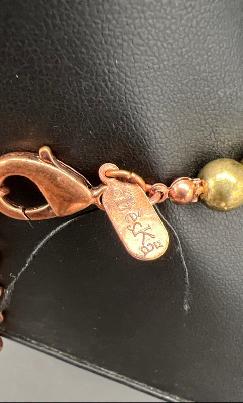 Treska Chunky Statement Necklace Multi Color Bead Bohemian Copper Tone NWT