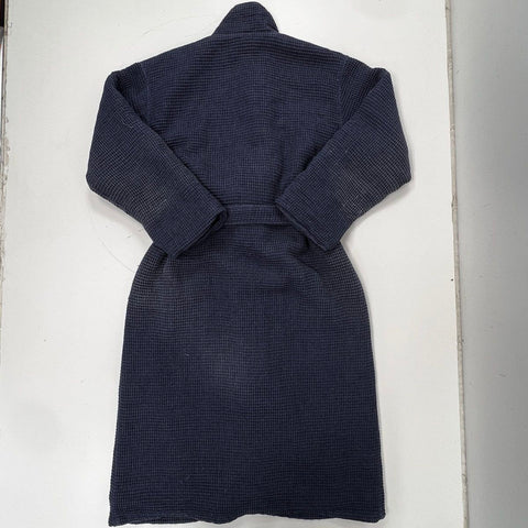 Pottery Barn Navy Blue Waffle Terry Lined Bathrobe Belted Long Robe Sz XL
