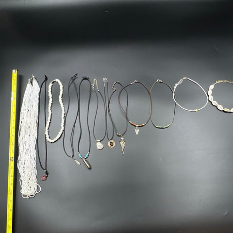 Boho Eclectic Fashion Necklace Lot of 10 Shell Bead Harmonica Wizard Arrowhead