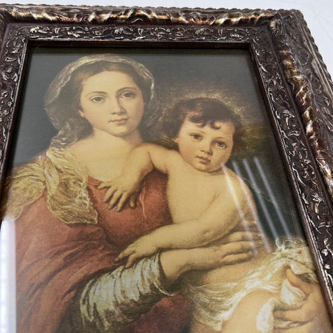 Unsigned Renaissance Style Madonna and Child Framed Print Religious Art 14x16