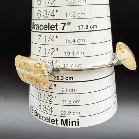 Wire Wrapped Bangle Bracelet Jewelry Lot 6pc Gold Silver Tone Faux Pearl Stone