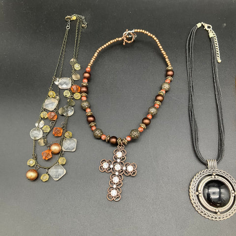 Boho Ethnic Statement Necklaces Jewelry Lot of 8 Beaded Puka Shell Cross Wing