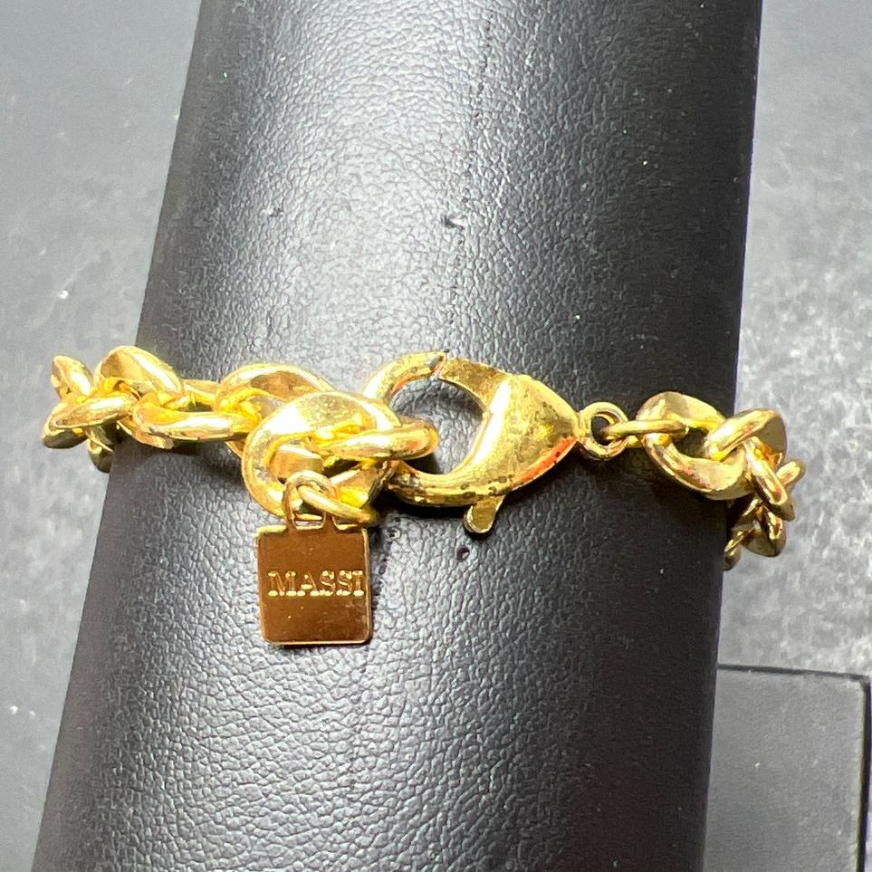 Massi Initial G Gold Tone Chain Bracelet
