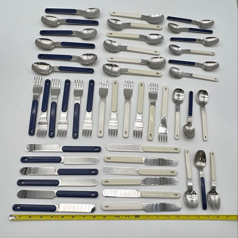 Oneida Northland Colormates Stainless Flatware Set 48pc Blue White Mixed Lot