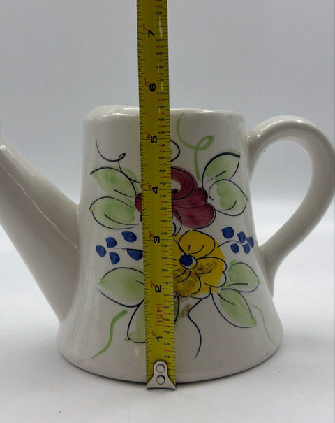 ICAP Italy Hand Painted Ceramic Watering Can Floral Italian Majolica Vintage