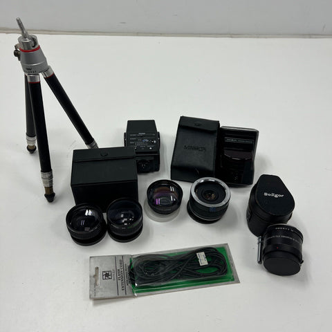 Vintage Camera Flash Teleconverter Lens Tripod Accessories Lot Minolta Vivitar