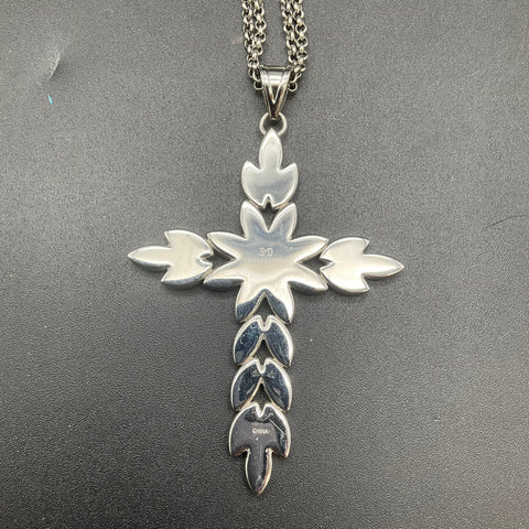 Steel By Design Stainless Steel Mother of Pearl Cross Pendant Necklace 24"