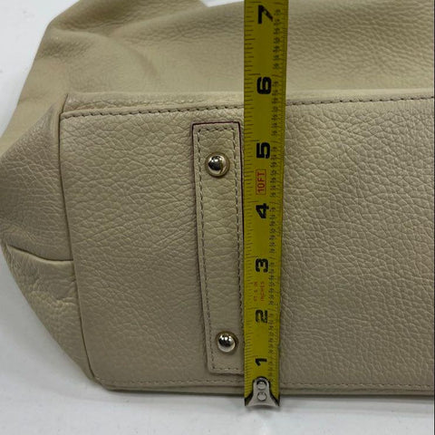 Dooney & Bourke Cream Pebbled Leather Lock Hobo Shoulder Bag Silver Hardware