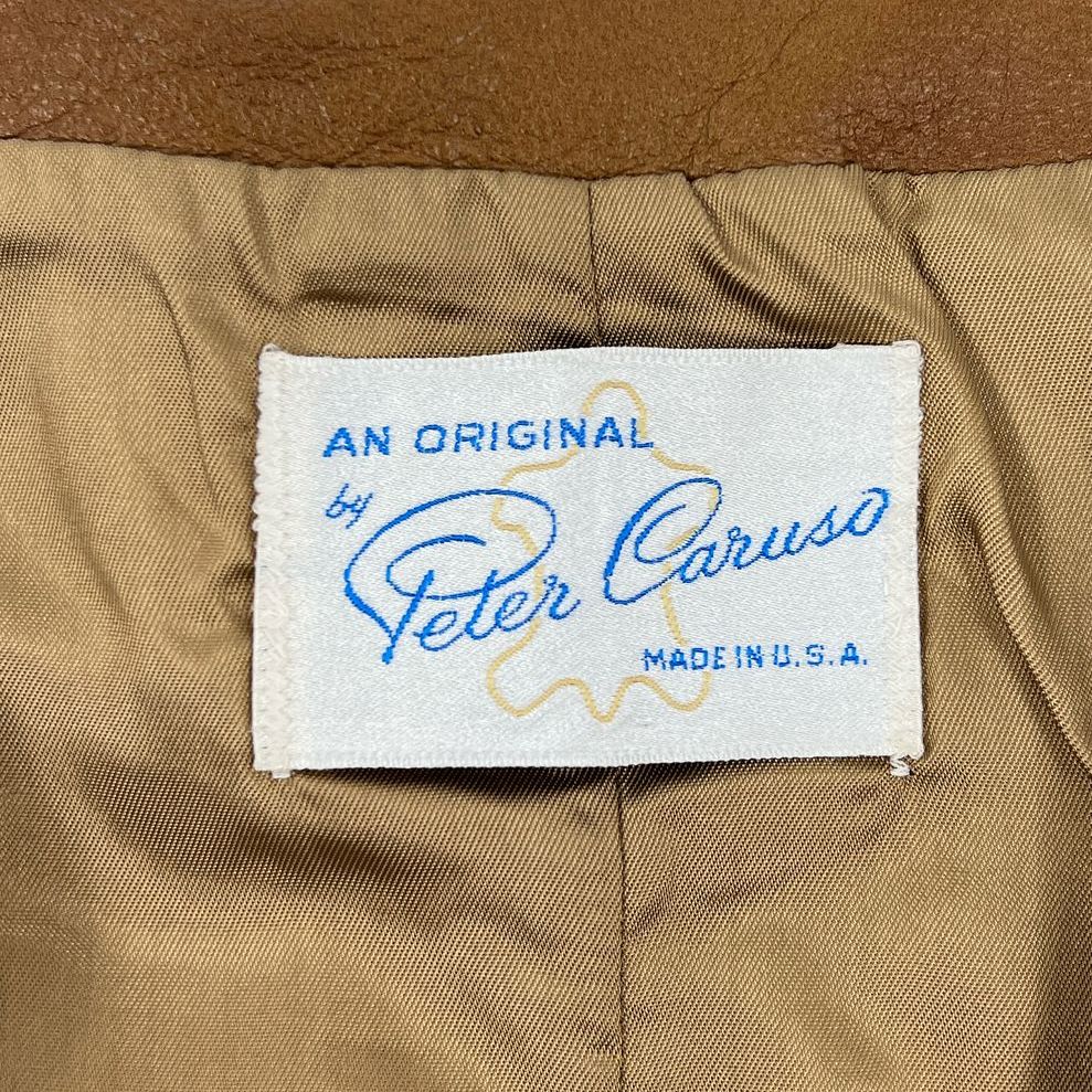 Vintage Men's Peter Caruso Brown Genuine Leather Button Up Vest - Size Medium?