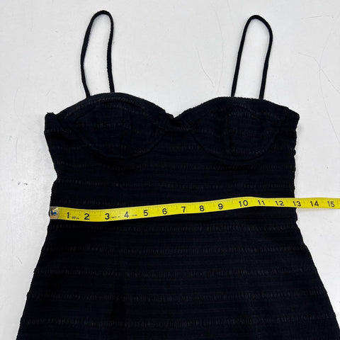 Hutch Women's Black Textured Striped Bustier Mermaid Hem Midi Dress Sz 0