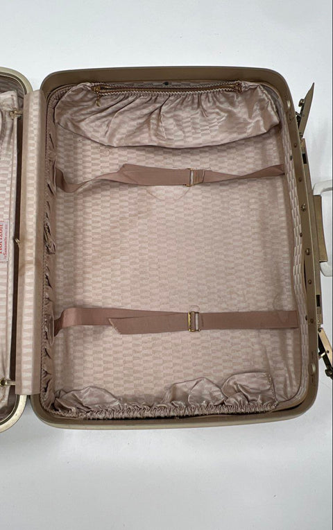 Vintage 1960s Samsonite Horizon Off White Hard Shell Suitcase Luggage 20"