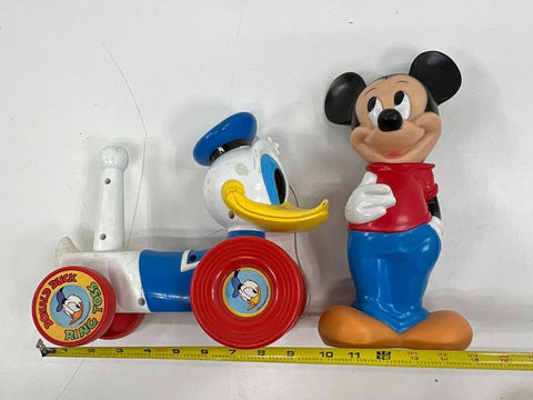 Vintage 70s 80s 90s Disney Toy Lot Mickey Bank Pooh Plush Donald Figures