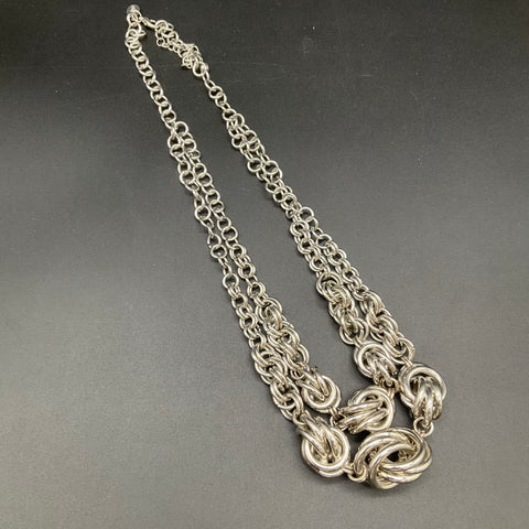 White House Black Market WHBM Silver Tone Necklace Lot of 2 Multi-Strand Beads