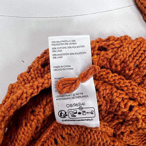 By Anthropologie Women's Rust Orange Crochet Open Knit Maxi Dress Sz L NWT