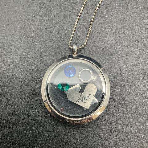 Origami Owl Floating Charm Locket Necklace Lot of 3 Crystal Accented Costume