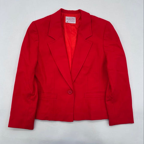 Vintage 80s Pendleton Petite Wool Blazer Jacket Red Made in USA Sz Petite