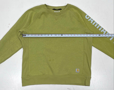 Carhartt Women's Green Relaxed Fit Logo Sleeve Crewneck Sweatshirt Size L