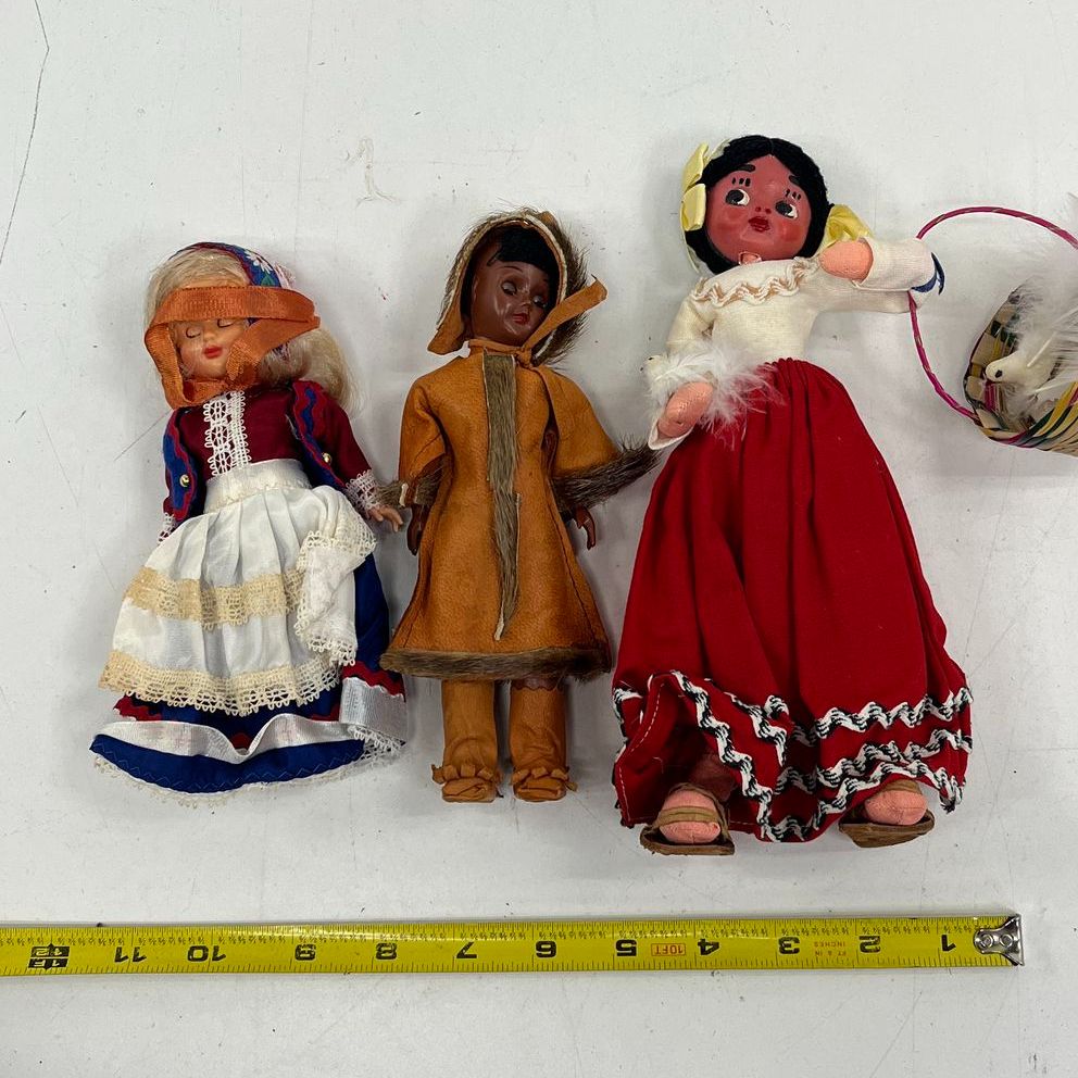 Vintage Lot of 3 International Cultural Souvenir Dolls 7-10" Oaxaca Mexico