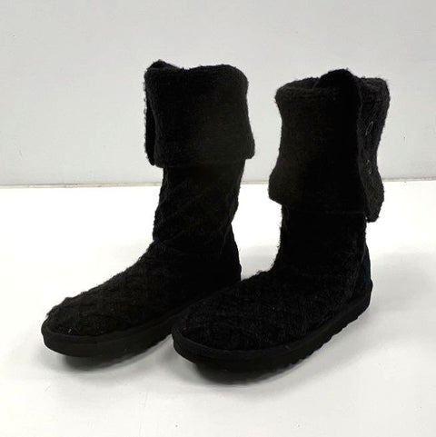 UGG Isla Black Cable Knit Button Tall Boots Women's Size 8