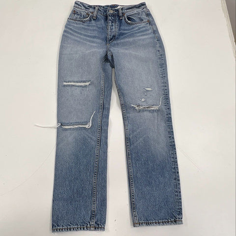 Rag & Bone Women's Nina High-Rise Ankle Cigarette Jeans Blue Distressed 25