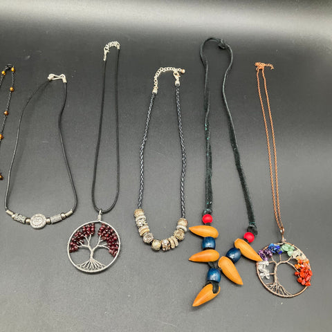 Mixed Fashion Jewelry Necklace Lot 9pc Tree of Life Shell Beaded Boho Style
