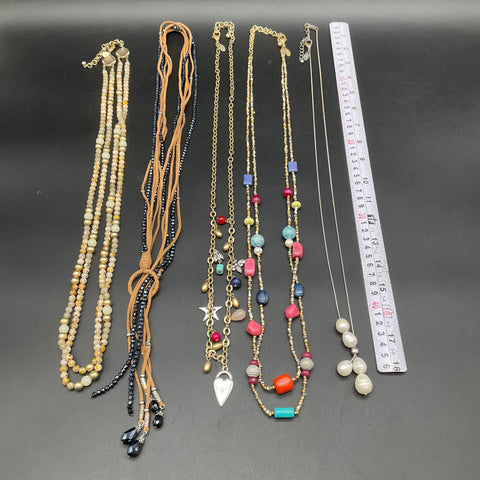 Chico's Fashion Jewelry Lot of 5 Necklaces Beaded Gold Silver Tone Boho Multi