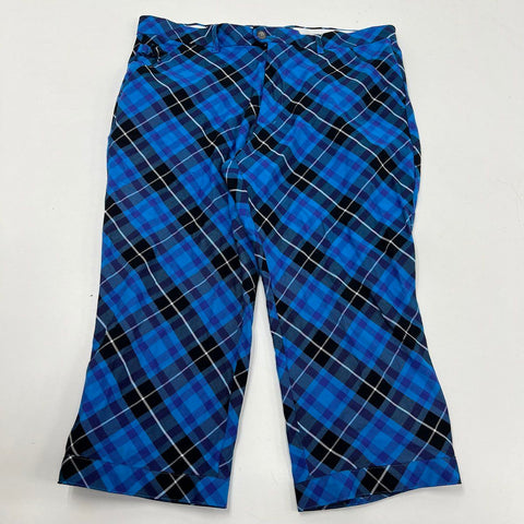 Royal & Awesome Men's Blue Plaid Golf Knickers Cropped Tartan Pants Size 36