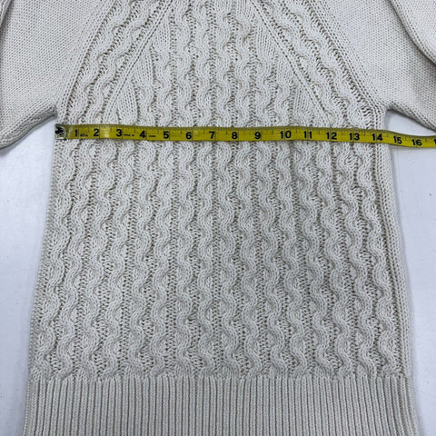 Pendleton Women's Cream Cotton Wool Cable Knit Raglan Sweater Sz S Petite