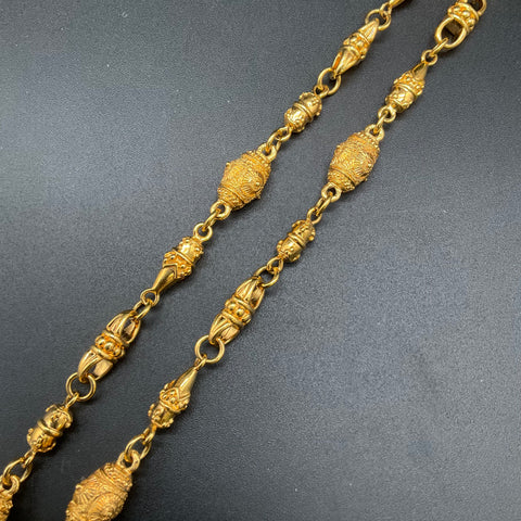 Vintage Monet Heavy Gold Tone Etruscan Revival Bead Link Necklace 34"