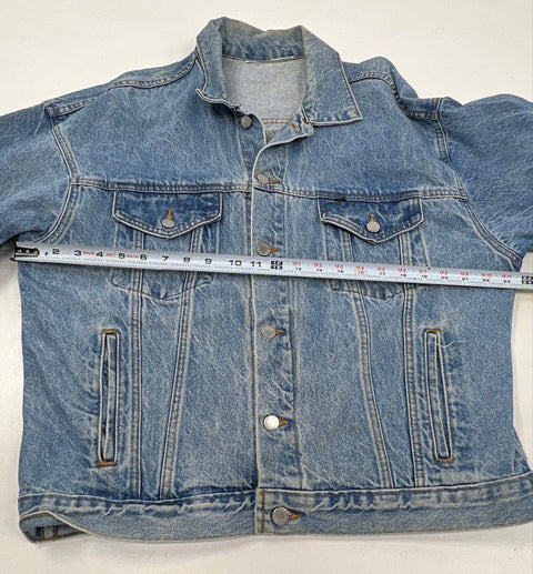 Vintage 90s C-17 Globemaster III Military Embossed Denim Trucker Jacket Sz XL
