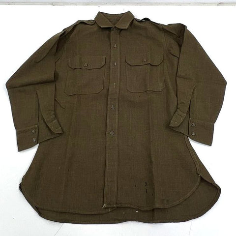 Vintage 50s US Army Heavy Wool Field Shirt Button Up Epaulets Made in USA Sz M