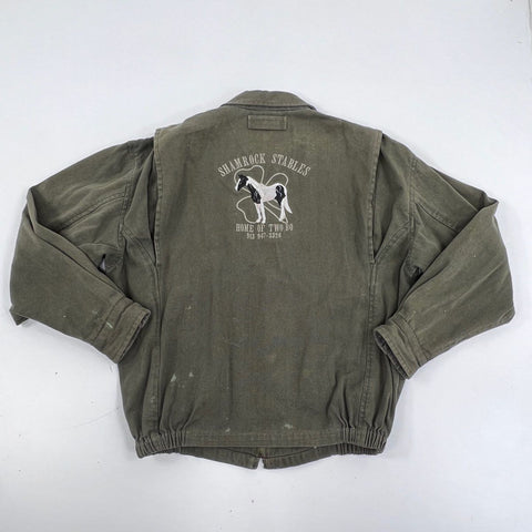 Vintage 90s Cheyenne River Cotton Canvas Shamrock Stables Ranch Jacket Sz L