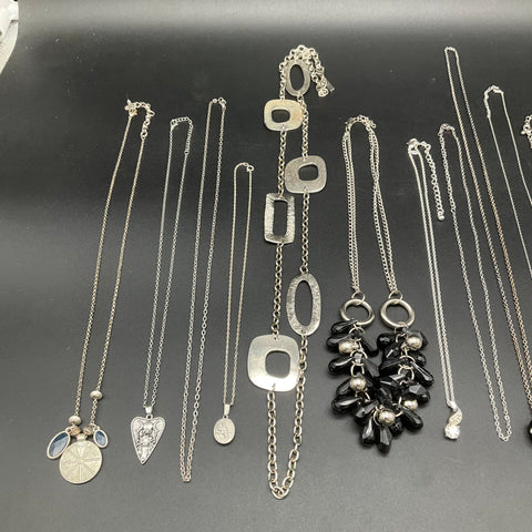 Vintage to Modern Mixed Costume Jewelry Lot 17 Necklaces Statement Pendants