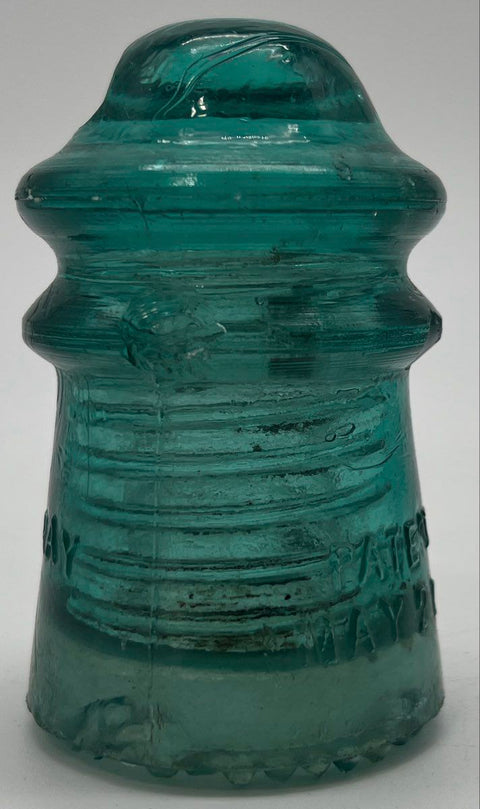 Hemingray No. 9 Glass Insulator Aqua Antique Patent May 2 1893