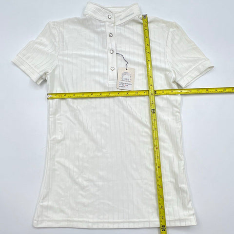 Sarm Hippique Women's White Aleria Short Sleeve Equestrian Show Shirt Sz S NWT