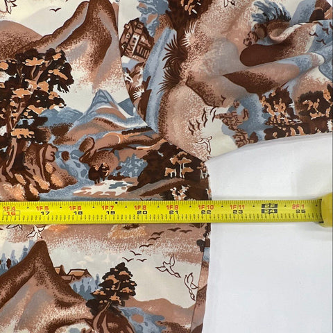 Vintage 70s JCPenny Scenic Landscape Print Button Up Shirt Sz M