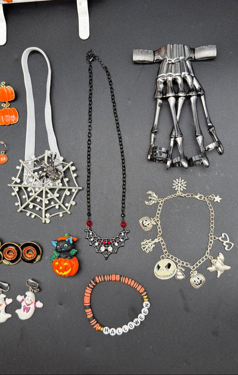 Mixed Halloween Costume Jewelry Lot 25+ Pcs Nightmare Before Christmas Skeleton