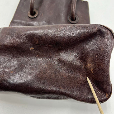 NWT Barneys New York Brown Leather Slouchy Tote Bag Brass Handle