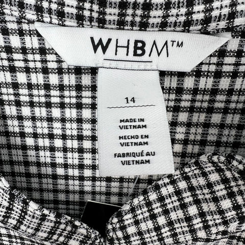WHBM NWT Black White Mini Plaid Band Collar Jacket Women's Size 14