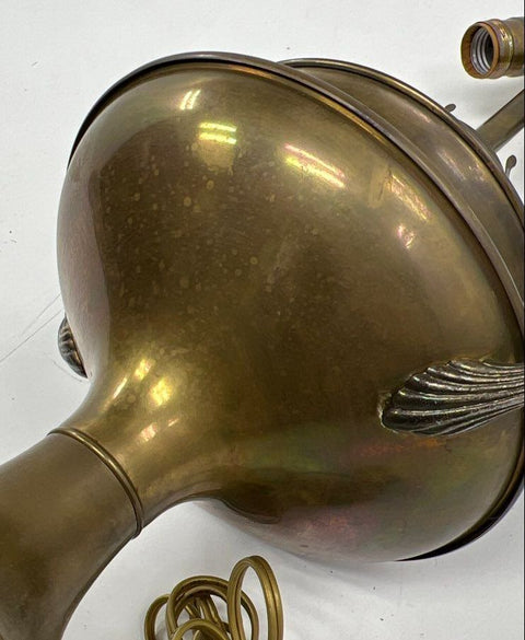 Vintage Hollywood Regency Rococo Revival Brass Urn Table Lamp 3-Light