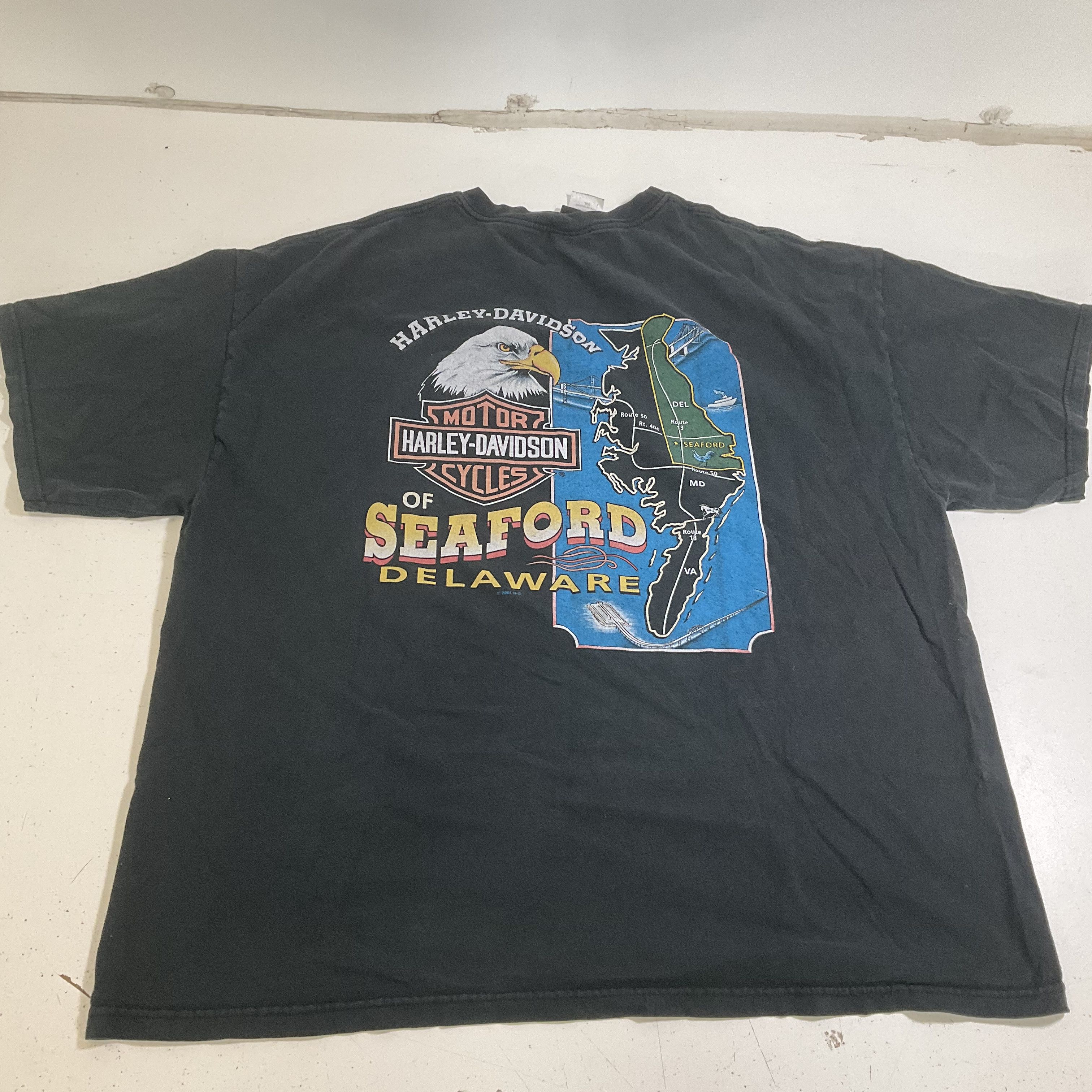 Vintage Y2K Harley Davidson Seaford DE Eagle T Shirt Biker Mens 2XL