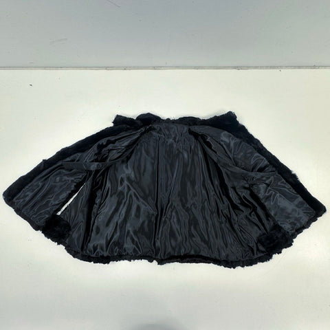 Vintage 1950s Black Real Fur Shawl Capelet Hand Stitched Satin Lining Sz OS