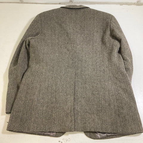 Vintage 70s Monsieur Lauro Brown Wool Herringbone Blazer Sport Coat Men's 44