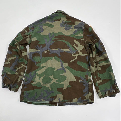 Vintage 80s US Army BDU Combat Jacket Woodland Camo USNDC Men's Small Regular