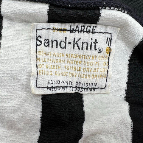Vintage 70s Sand-Knit Referee Striped Quarter Zip Polo Single Stitch USA Sz L