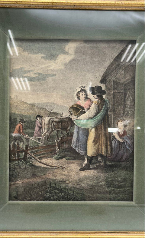 William Hamilton Colored Engravings January February Pair 15x17 Framed Boydell