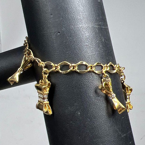 Kate Spade Gold Tone Rhinestone Bow Bracelet with Pouch