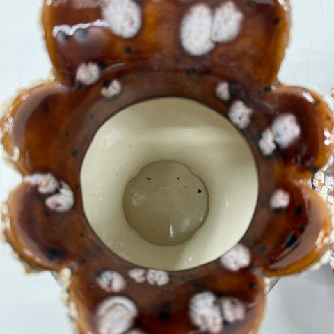 Bowland Pitcher and Basin Set Brown White Frosted Glaze Ceramic 2 Piece Vintage