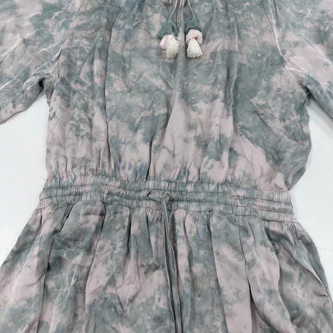 Young Fabulous & Broke Women's Junia Dress Green Gray Tie Dye Tassel Sz S NWT