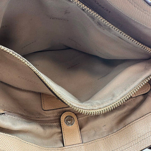 Coach Taupe Pebbled Leather Lexy Shoulder Bag Tote Gold Hardware